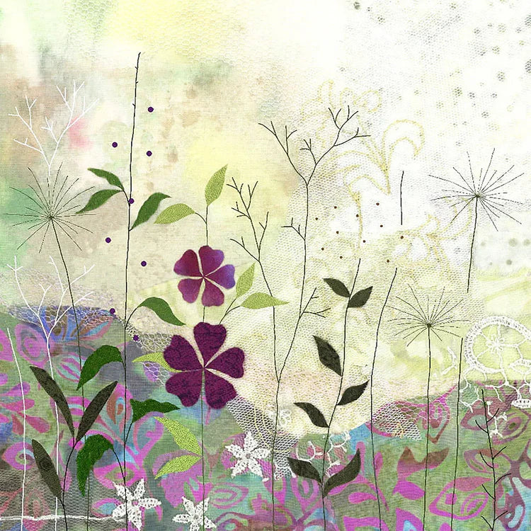 Purple Garden Embroidery Kit, Beaks and Bobbins design