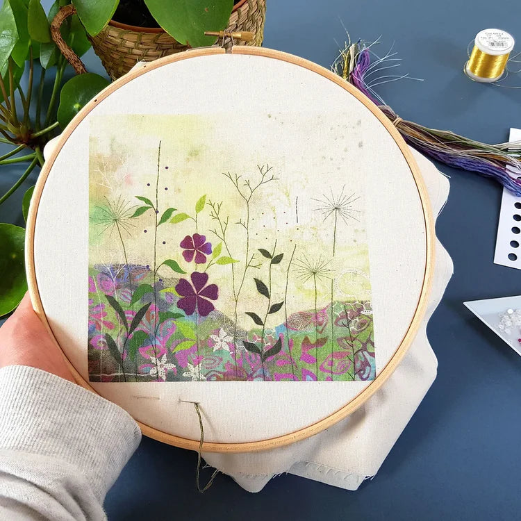 Purple Garden Embroidery Kit, Beaks and Bobbins design