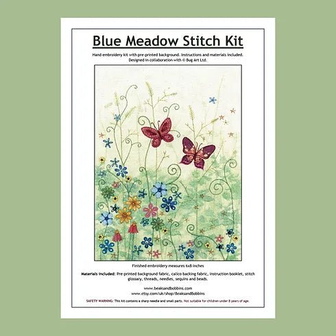 Blue Meadow embroidery stitch kit
