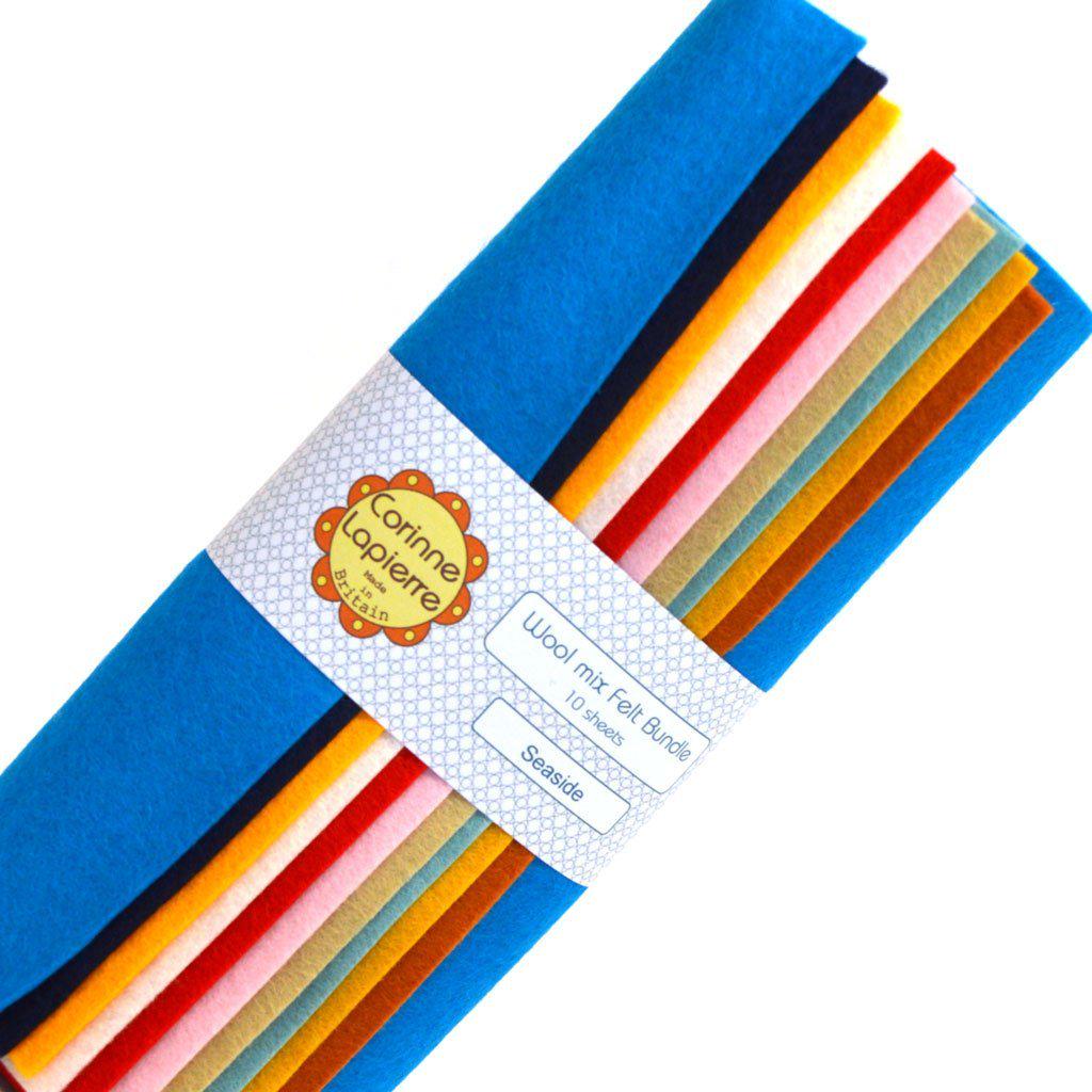 Wool Felt Fabric Bundle: Seaside Colors, 9" Craft Squares