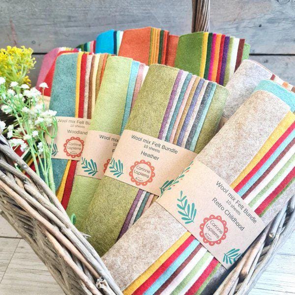 Wool Felt Fabric Bundle: Seaside Colors, 9" Craft Squares