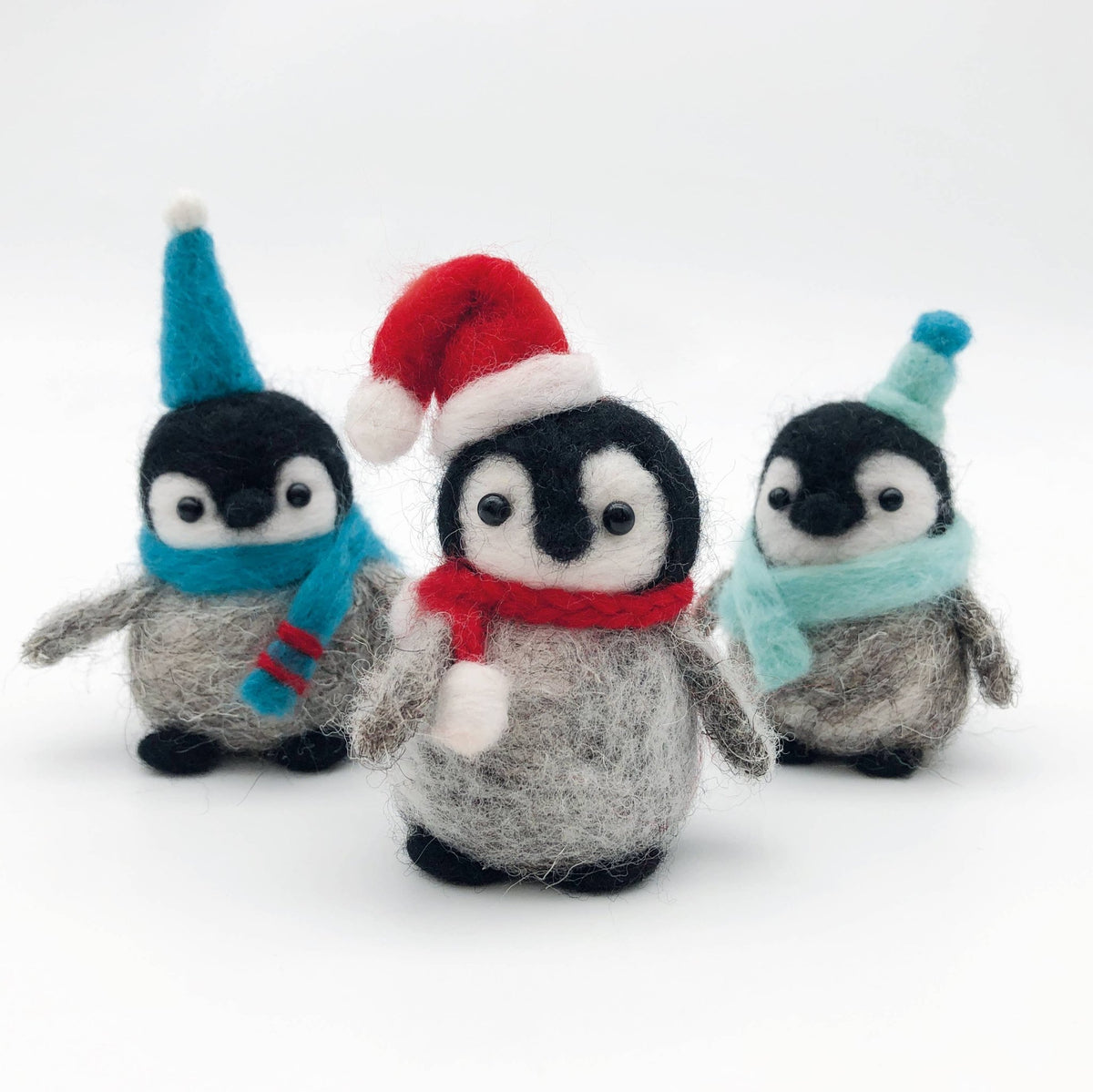 Needle felting kit  Baby Penguins. Make THREE penguins.